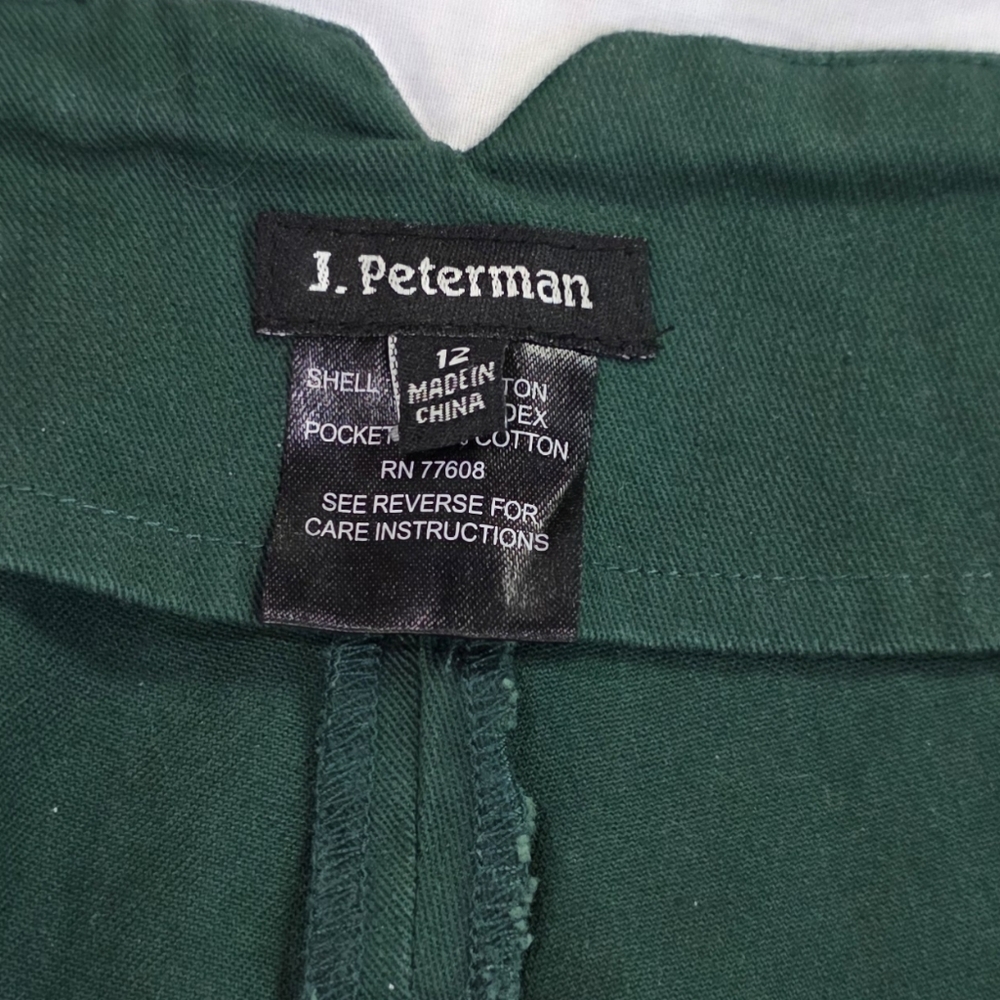 J. Peterman High Rise Wide Leg Hunter Green Twill Pants w/Hollywood Waist. 12 - Picture 2 of 10